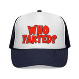 WHO FARTED? - funny retro 80s fart jokes vintage style Mesh Trucker Cap