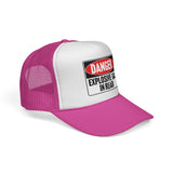 Danger Explosive Gas in Rear - Vintage Retro Style 80's Fart Farting Mesh Trucker Cap