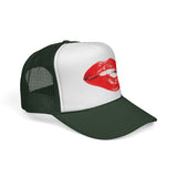 Biting Lips - Cute Sexy Flirty red Lipstick Retro Mesh Trucker Cap