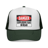 Danger Explosive Gas in Rear - Vintage Retro Style 80's Fart Farting Mesh Trucker Cap