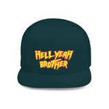 Hell Yeah Brother - 80s pop Culture Wrestling Quote USA bro Retro Throwback 6 Panel Flat Snap Back Hat