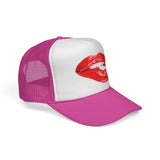 Biting Lips - Cute Sexy Flirty red Lipstick Retro Mesh Trucker Cap