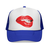 Biting Lips - Cute Sexy Flirty red Lipstick Retro Mesh Trucker Cap