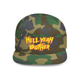 Hell Yeah Brother - 80s pop Culture Wrestling Quote USA bro Retro Throwback 6 Panel Flat Snap Back Hat