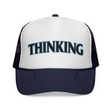 THINKING - pun punny hat sarcastic literal joke funny retro style Mesh Trucker Cap