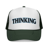 THINKING - pun punny hat sarcastic literal joke funny retro style Mesh Trucker Cap