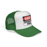 Danger Explosive Gas in Rear - Vintage Retro Style 80's Fart Farting Mesh Trucker Cap