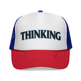 THINKING - pun punny hat sarcastic literal joke funny retro style Mesh Trucker Cap