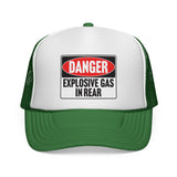 Danger Explosive Gas in Rear - Vintage Retro Style 80's Fart Farting Mesh Trucker Cap