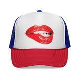 Biting Lips - Cute Sexy Flirty red Lipstick Retro Mesh Trucker Cap