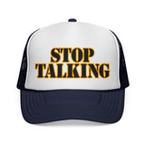 STOP TALKING - retro vintage style  70s 80s sarcastic hat Mesh Trucker Cap