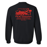P.D.M. CONTRACTORS - Serial Killer PDM Business Card Logo (2 sided) -  Crewneck Sweatshirt