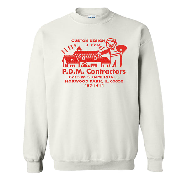 P.D.M. CONTRACTORS - Serial Killer PDM Business Card Logo  -  Crewneck Sweatshirt