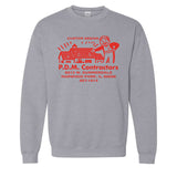 P.D.M. CONTRACTORS - Serial Killer PDM Business Card Logo  -  Crewneck Sweatshirt