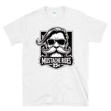 MUSTACHE RIDES 25 CENTS -Throwback Retro Beard & Stache Creepy Uncle Humor -  T-Shirt