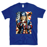 Uncle Sam Hockey Player - USA American Flag Pride Fan - T-Shirt