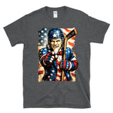 Uncle Sam Hockey Player - USA American Flag Pride Fan - T-Shirt