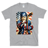 Uncle Sam Hockey Player - USA American Flag Pride Fan - T-Shirt