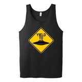 YIELD TO UFO - flying saucer alien funny warning sign parody Tank Top T-shirt