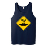 YIELD TO UFO - flying saucer alien funny warning sign parody Tank Top T-shirt