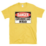 DANGER EXPLOSIVE GAS IN REAR -  vintage style retro 80's fart farting T-Shirt