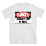 DANGER EXPLOSIVE GAS IN REAR -  vintage style retro 80's fart farting T-Shirt