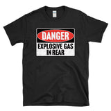 DANGER EXPLOSIVE GAS IN REAR -  vintage style retro 80's fart farting T-Shirt