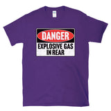 DANGER EXPLOSIVE GAS IN REAR -  vintage style retro 80's fart farting T-Shirt