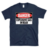 DANGER EXPLOSIVE GAS IN REAR -  vintage style retro 80's fart farting T-Shirt