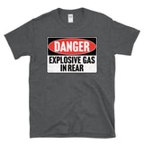 DANGER EXPLOSIVE GAS IN REAR -  vintage style retro 80's fart farting T-Shirt