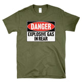 DANGER EXPLOSIVE GAS IN REAR -  vintage style retro 80's fart farting T-Shirt