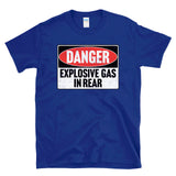 DANGER EXPLOSIVE GAS IN REAR -  vintage style retro 80's fart farting T-Shirt