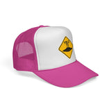 YIELD TO UFO - flying saucer alien funny warning sign parody Mesh Trucker Cap
