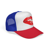 Biting Lips - Cute Sexy Flirty red Lipstick Retro Mesh Trucker Cap