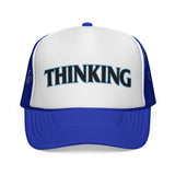 THINKING - pun punny hat sarcastic literal joke funny retro style Mesh Trucker Cap