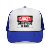 Danger Explosive Gas in Rear - Vintage Retro Style 80's Fart Farting Mesh Trucker Cap
