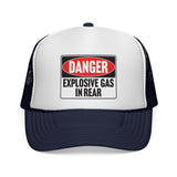 Danger Explosive Gas in Rear - Vintage Retro Style 80's Fart Farting Mesh Trucker Cap