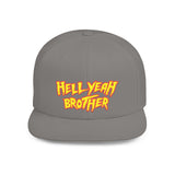 Hell Yeah Brother - 80s pop Culture Wrestling Quote USA bro Retro Throwback 6 Panel Flat Snap Back Hat
