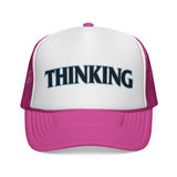 THINKING - pun punny hat sarcastic literal joke funny retro style Mesh Trucker Cap