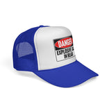 Danger Explosive Gas in Rear - Vintage Retro Style 80's Fart Farting Mesh Trucker Cap