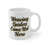 Bohemian Grove Social Club  - Weaving Spiders Come Not Here Owl Shrine Logo ceramic mug