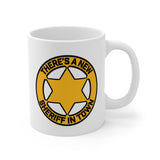THERE'S A NEW SHERIFF IN TOWN - Funny Cowboy Cop Star Badge coffee tea ceramic mug