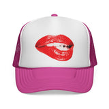 Biting Lips - Cute Sexy Flirty red Lipstick Retro Mesh Trucker Cap