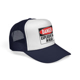 Danger Explosive Gas in Rear - Vintage Retro Style 80's Fart Farting Mesh Trucker Cap