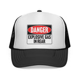Danger Explosive Gas in Rear - Vintage Retro Style 80's Fart Farting Mesh Trucker Cap
