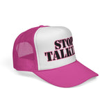 STOP TALKING - retro vintage style  70s 80s sarcastic hat Mesh Trucker Cap