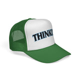 THINKING - pun punny hat sarcastic literal joke funny retro style Mesh Trucker Cap