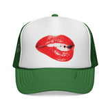 Biting Lips - Cute Sexy Flirty red Lipstick Retro Mesh Trucker Cap