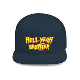Hell Yeah Brother - 80s pop Culture Wrestling Quote USA bro Retro Throwback 6 Panel Flat Snap Back Hat