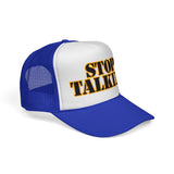 STOP TALKING - retro vintage style  70s 80s sarcastic hat Mesh Trucker Cap